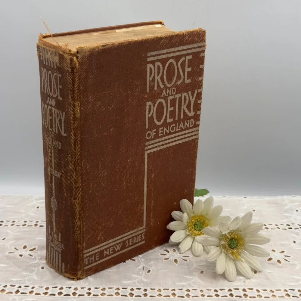 L.W. Singer Prose and Poetry of England Brown Hardcover 1935 Vintage Literature